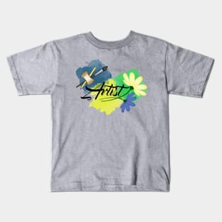 Artist. Drawing, paint spots. Paint brush and pencil Kids T-Shirt